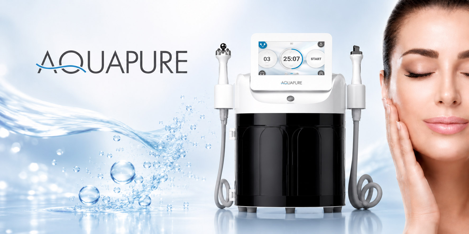 Equipo de limpieza facial profesional Aquapure II de Cluederm.