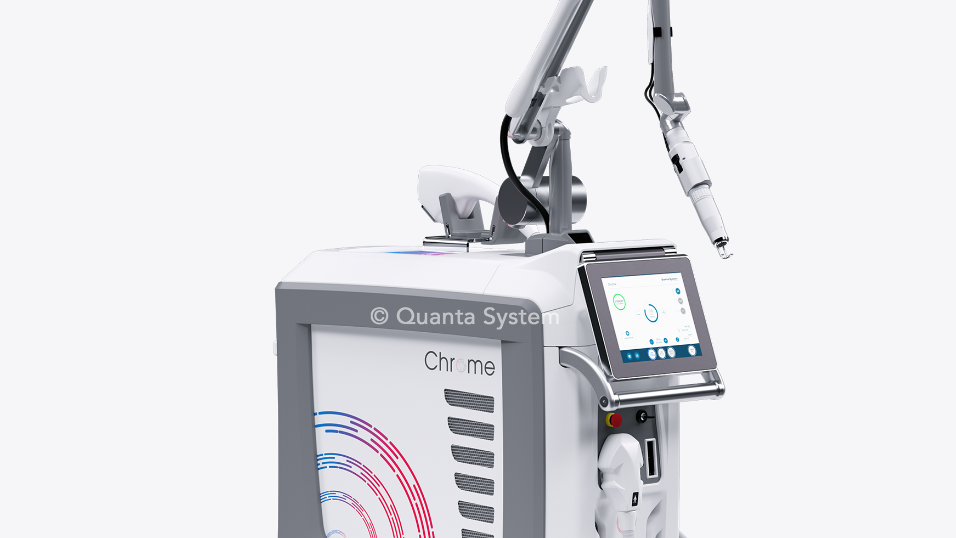 Láser Chrome de Quanta System para tratamientos dermatológicos, vasculares, pigmentarios y rejuvenecimiento cutáneo.
